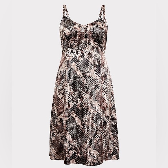Torrid Midi Satin Snakeskin Print Dress - Picture 5 of 10
